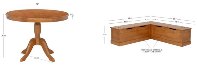 Linon Norah 2-Piece Caramel Dining Nook Set-2