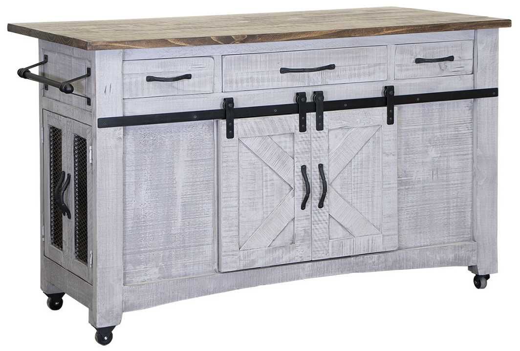 International Furniture Direct Pueblo Gray Gray/Natural Brown Kitchen Island