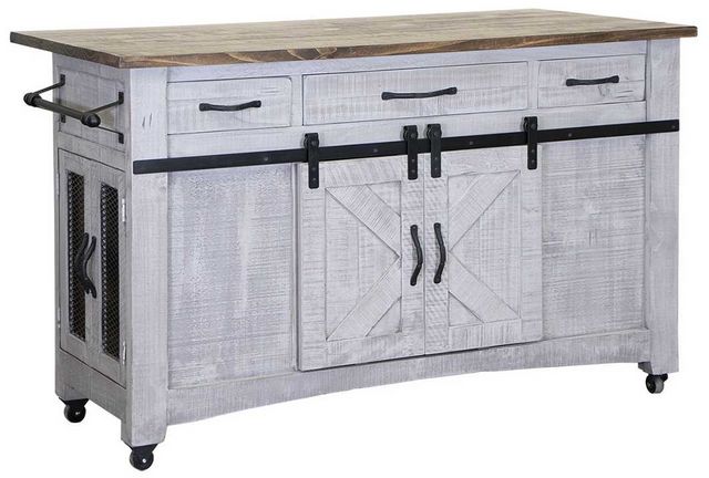 International Furniture Direct Pueblo Gray Gray/Natural Brown Kitchen Island-0