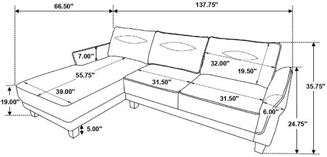 Coaster® Caspian 2-Piece Gray Left-Arm Facing Sectional-2
