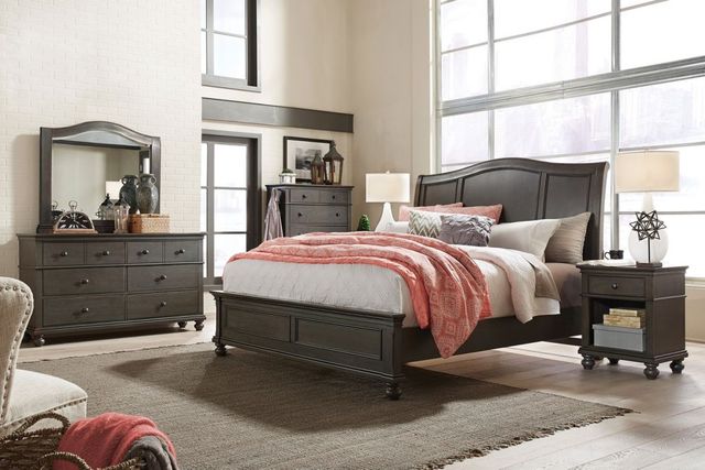 aspenhome® Oxford Peppercorn Queen Sleigh Bed-1