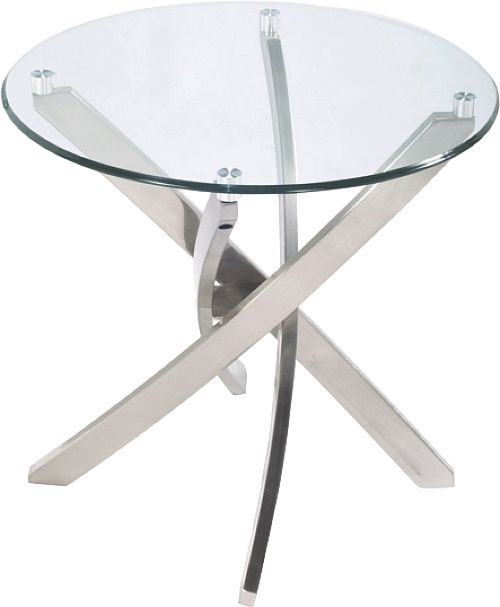 Magnussen Home® Zila Glass Top Round End Table with Brushed Nickel Base-0