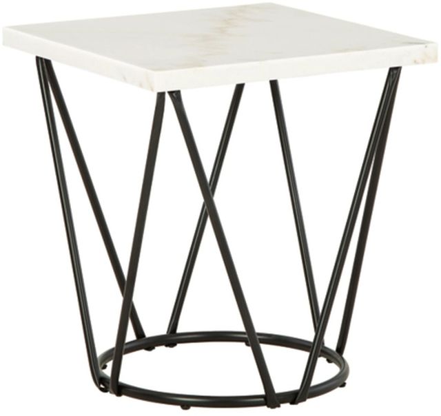 Signature Design by Ashley® Vancent White End Table with Black Metal Base -0