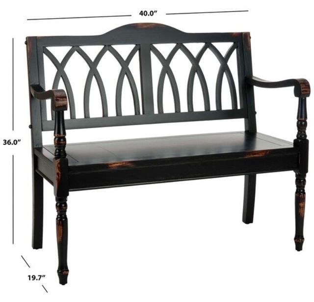 Safavieh Benjamin Distressed Black Bench-3