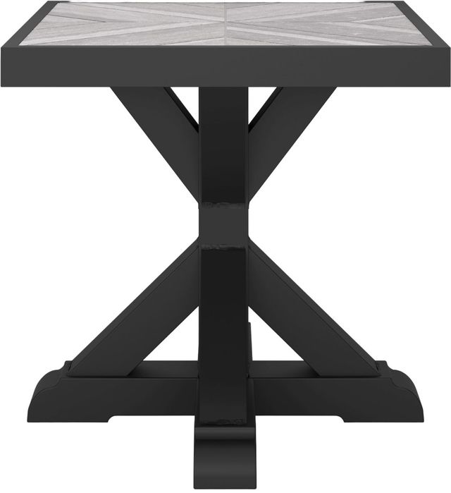 Signature Design by Ashley® Beachcroft Light Gray Aluminum/Resin Outdoor End Table with Black Base-1