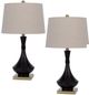 Cal® Lighting & Accessories 2-Piece Hilo Antique Black/Antique Brass Table Lamp Set-0