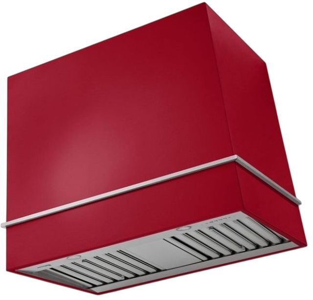 AGA Loge 48" Piccadilly Red Wall Mounted Range Hood with Brushed Brass Trim-0