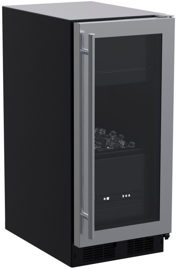 Marvel 15" 39 lb. Stainless Steel Frame Glass Clear Ice Maker-0