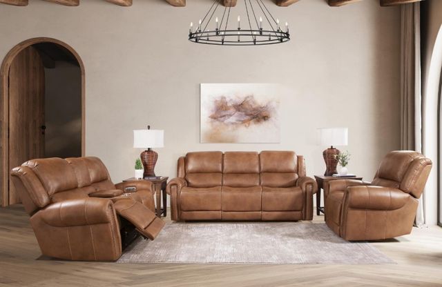 Corinthian Furniture Cordoba Cognac Power Headrest Reclining Sofa-1