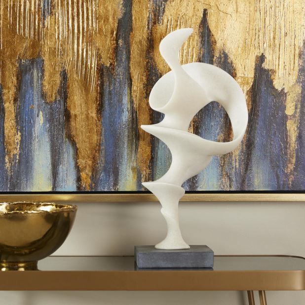 Deco Marche U Select White Polystone Decorative Sculpture with Black Base-4