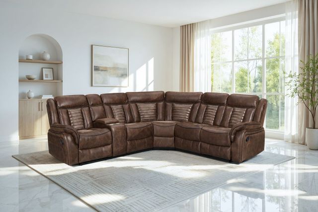 New Classic® Home Furnishings Mateo 3-Piece Brown Manual Reclining L-Shaped Sectional-1