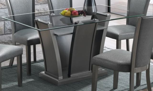 New Classic® Home Furnishings Platina Glass Top Glitter Gray Dining Table-4