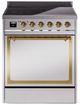 Ilve® Nostalgie II Noblesse 30'' Stainless Steel Pro Style Induction Range with Brass Trim-0