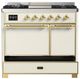 Ilve® Majestic III 40" Antique White Pro Style Dual Fuel Natural Gas Range with Solid Door and Brass Trim-2