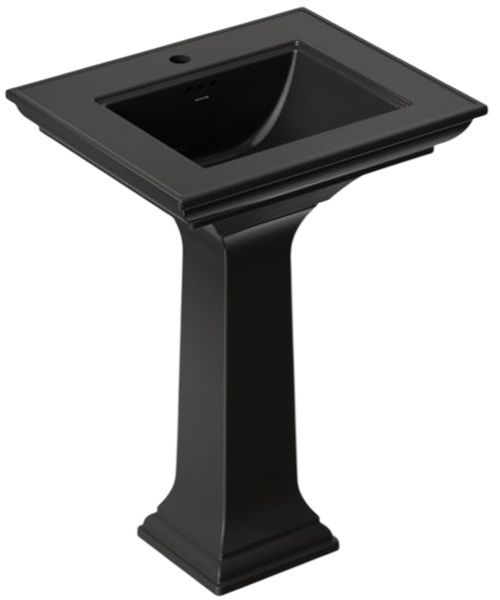 Kohler Memoirs® Stately Black 25" Rectangular Pedestal Bathroom Sink-0