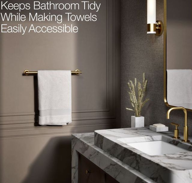 KOHLER® Purist® Vibrant Brushed Moderne Brass 18" Towel Bar-2