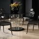 Caracole® Orbit Smoked Gray Glass Top Dining Table with Piano Black/Whisper of Gold Base-4