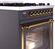 Ilve® Nostalgie II Noblesse 30" Graphite Matte Pro Style Dual Fuel Range with Brass Trim-4