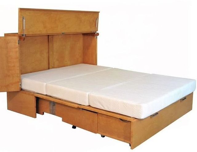 CabinetBed Inc.™ Premium Denva Brown Queen Cabinet Bed-0