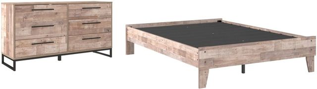 Signature Design by Ashley® Neilsville 2-Piece Whitewash Full Platform Bed Set-0