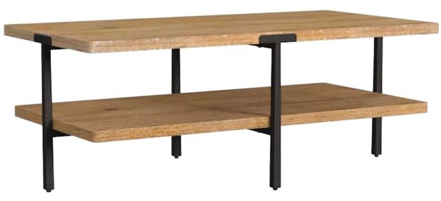 Flexsteel® Millwork Umber Rectangular Coffee Table with Black Legs-0
