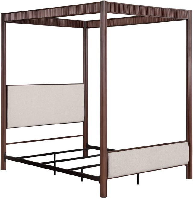 Coaster® Zimmerlee Beige/Rust Brown King Upholstered Canopy Bed