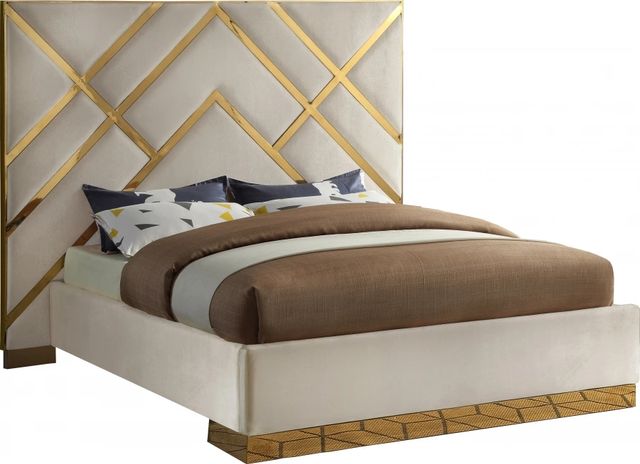 Meridian Furniture Vector Cream King Upholstered Panel Bed-0