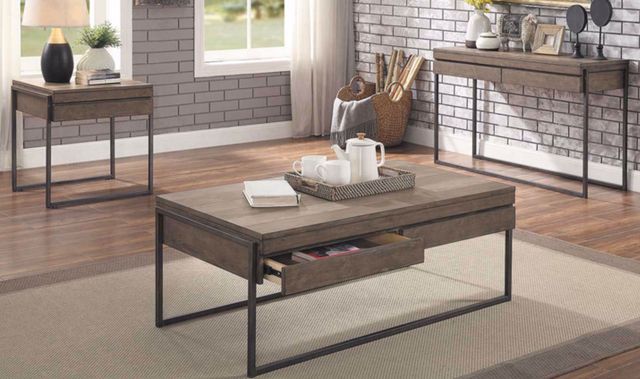 American Wholesale Furniture Noah Gray Sofa Table with Black Base-1