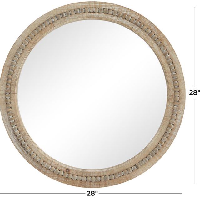 Deco Marche Distressed Brown Beaded Wall Mirror-3