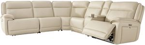 Front view of the Signature Design by Ashley® Double Deal 6-Piece Almond Power Reclining Sectional