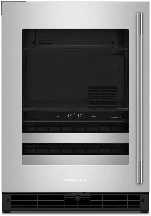 KitchenAid® 24" 4.8 Cu. Ft. Black and Stainless Steel Undercounter Beverage Centre-0