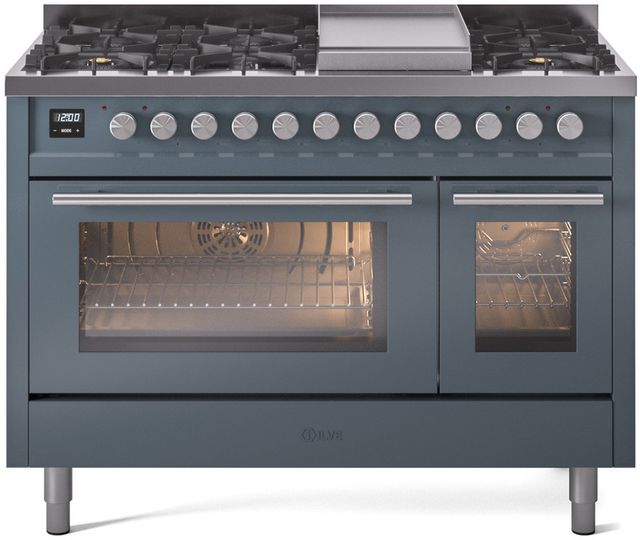 Ilve® Professional Plus II 48" Blue Grey Pro Style Dual Fuel Range-0