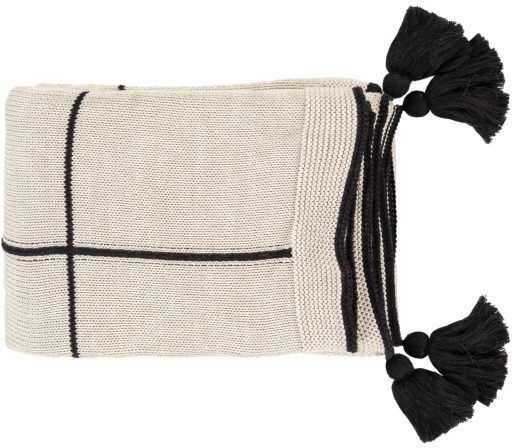 Surya Fleck Beige/Black 50"x60" Throw Blanket-0