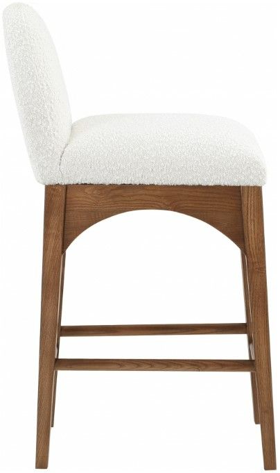 Meridian Furniture Waldorf Cream/Walnut Brown Boucle Counter Stool-2