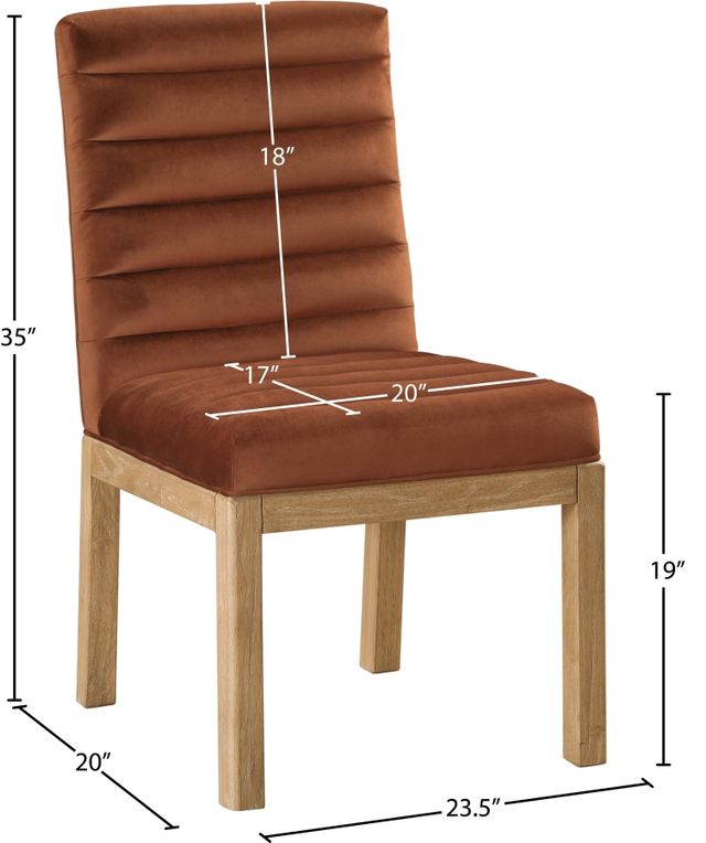 Meridian Furniture Evelyn Cognac/Natural Velvet Upholstered Side Chair-2