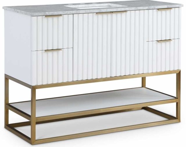 Meridian Furniture Monad Brushed Gold/White 48" Bathroom Vanity-0