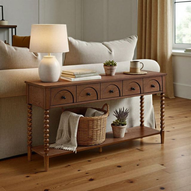 Martin Svensson Turned Wood Cocoa Brown Sofa Table-1