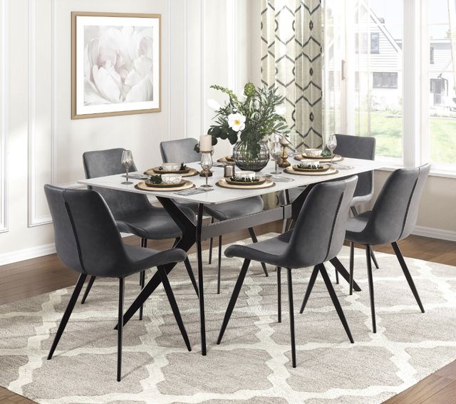 Homelegance® Brixley White Dining Table with Black Base-1