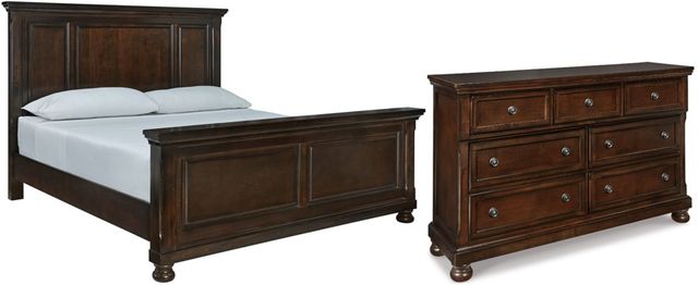 Millennium® by Ashley Porter 2-Piece Rustic Brown King Panel Bed Set-0