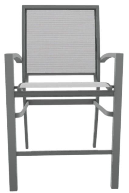 Telescope Casual Kendall Abalone/Graphite Aluminum/Fabric Outdoor Sling Stacking Balcony Height Arm Chair-1
