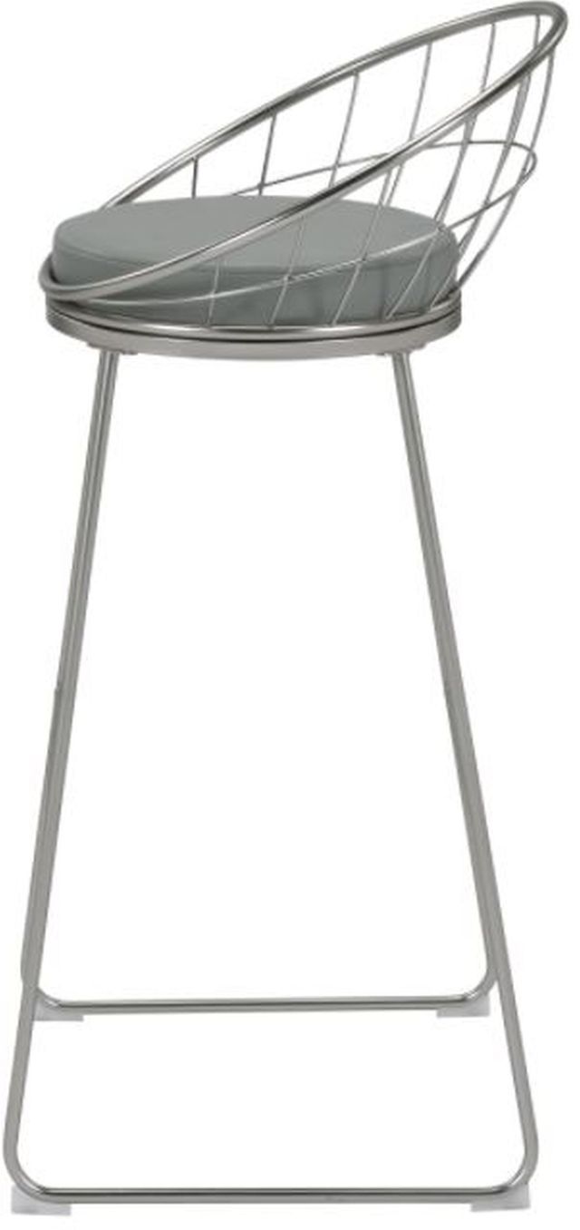 Coaster® Set of 2 Grey and Satin Nickel Padded Seat Bar Stools-2