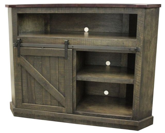 American Heartland Manufacturing Rustic Two-Tone Tall Bower Corner TV Cart-1