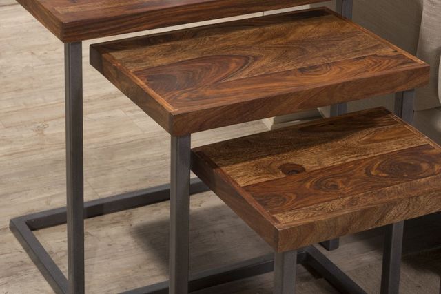 HH2 Home Emerson 3-Piece Natural Sheesham Nesting Tables with Black Metal Base-1