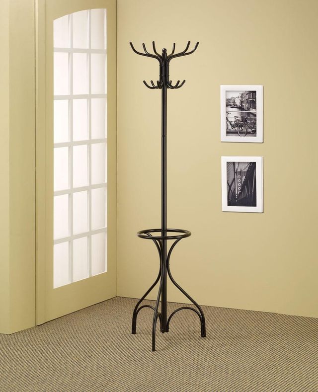 Coaster® Kiefer Black Coat Rack with 12 Hooks-1