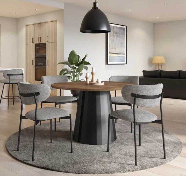 Amisco Customizable Gemma White Oak Veneer 48" Round Dining Table-3