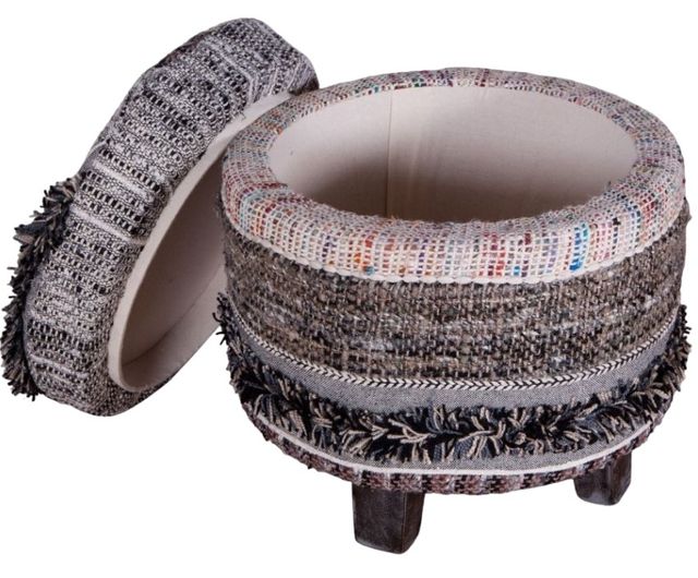 Home Trends & Design Marrakech Fluffy Black Accent Stool-2