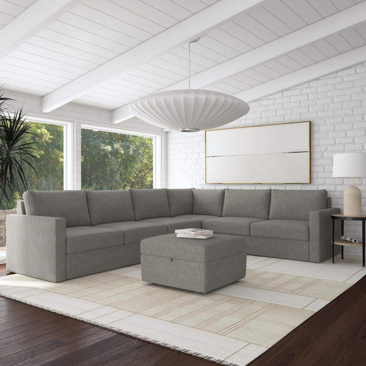 Flex by Flexsteel® 7-Piece Pebble Sectional with Ottoman