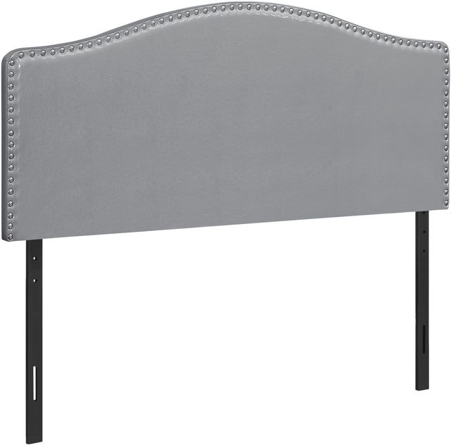 Monarch Specialties Inc. Grey Leather Look Queen Headboard-0