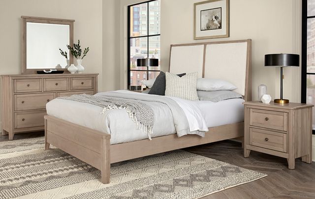 Vaughan-Bassett Woodbridge Shadow Gray/White Queen Upholstered Panel Bed-1