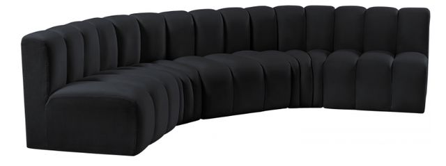 Meridian Furniture Arc 5-Piece Black Velvet Sectional-0